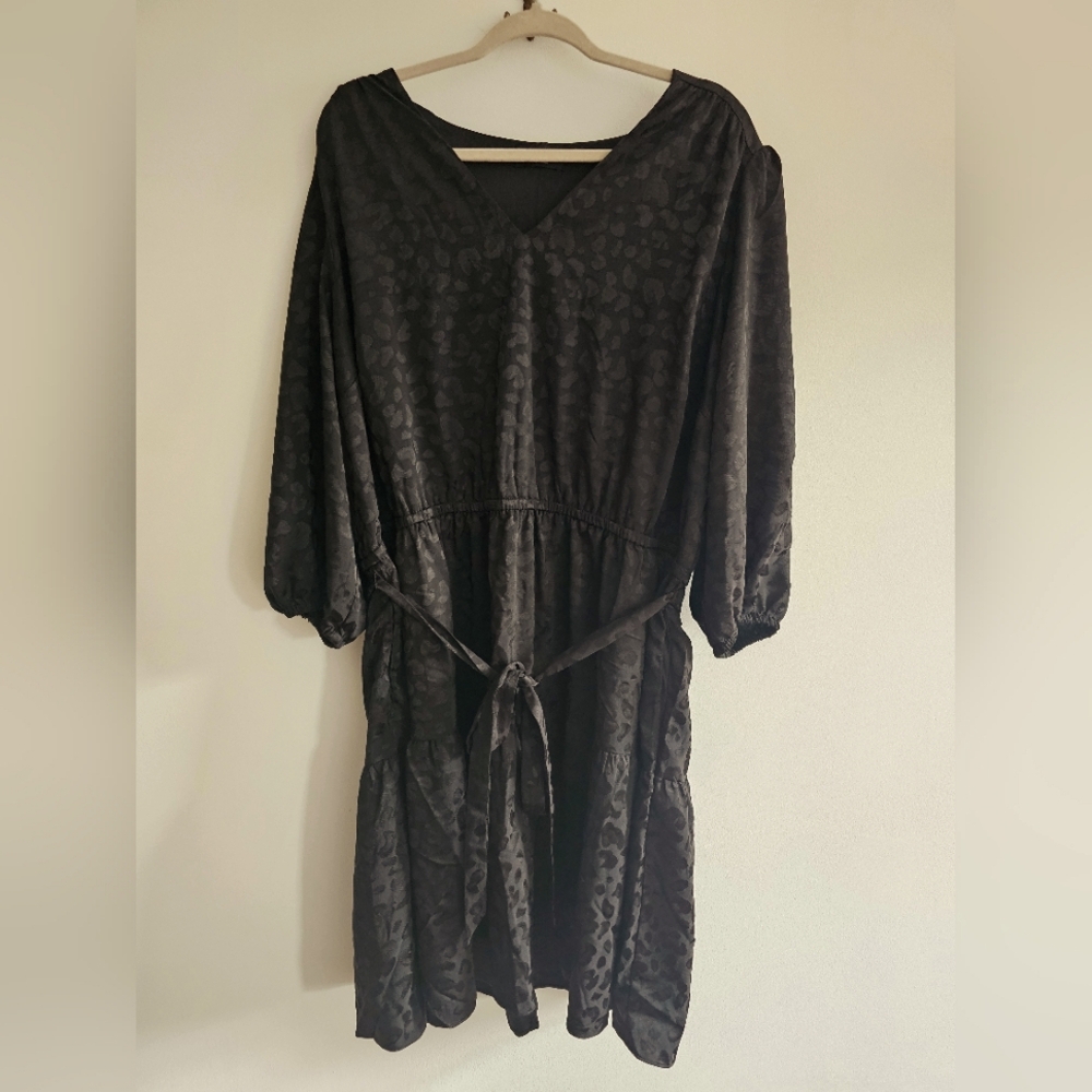 Lane Bryant Black Dress with Leopard Embossing